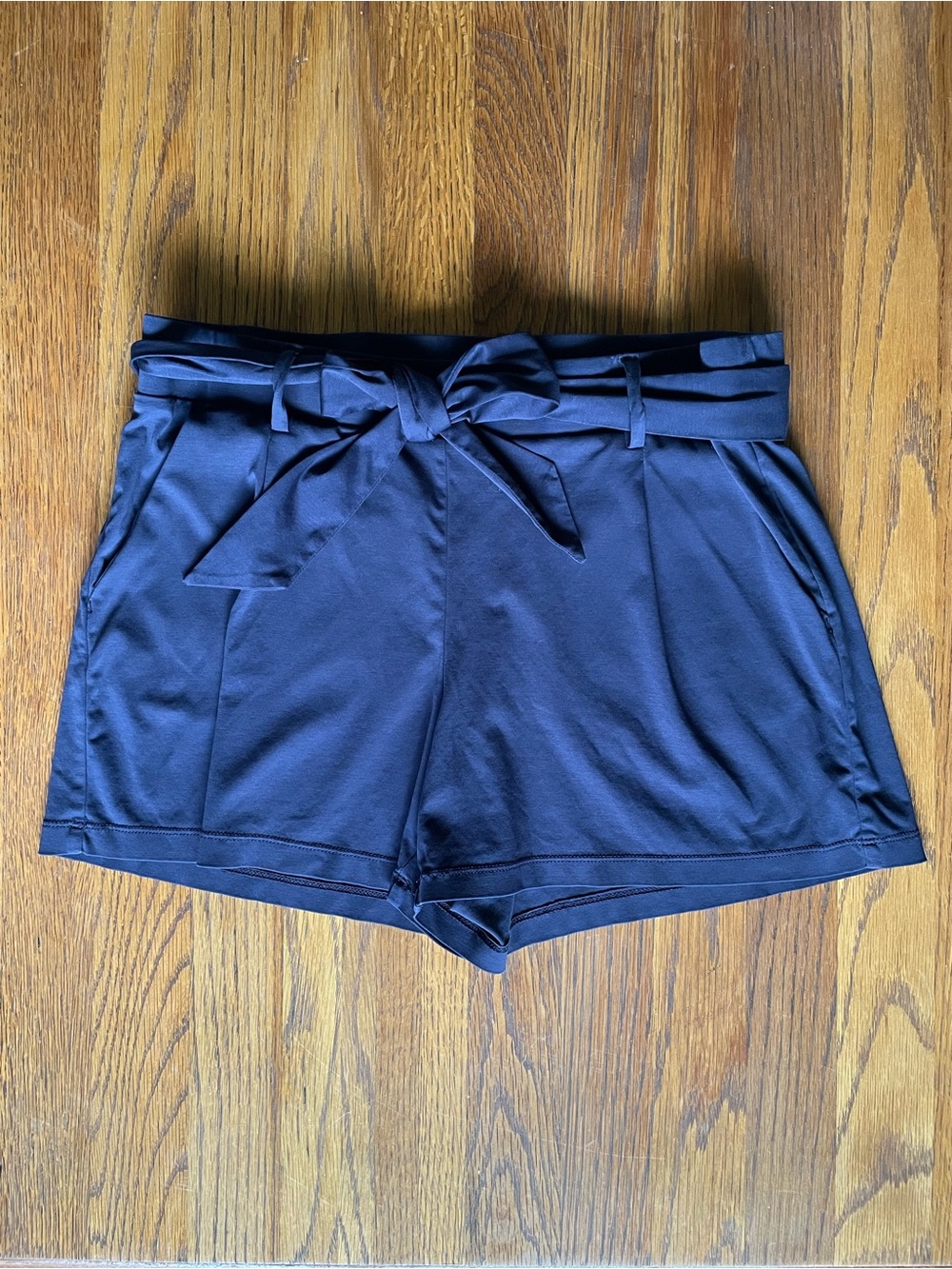 LOFT Navy Elastic Waistband Tie-Belt Shorts